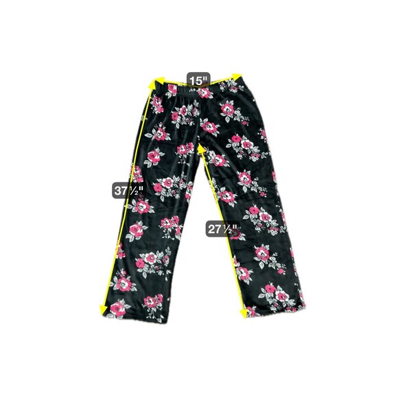 Nicole Miller New York Floral Pajama Set Long Sleeve Top Pants Black Pink Sz M - Picture 10 of 13